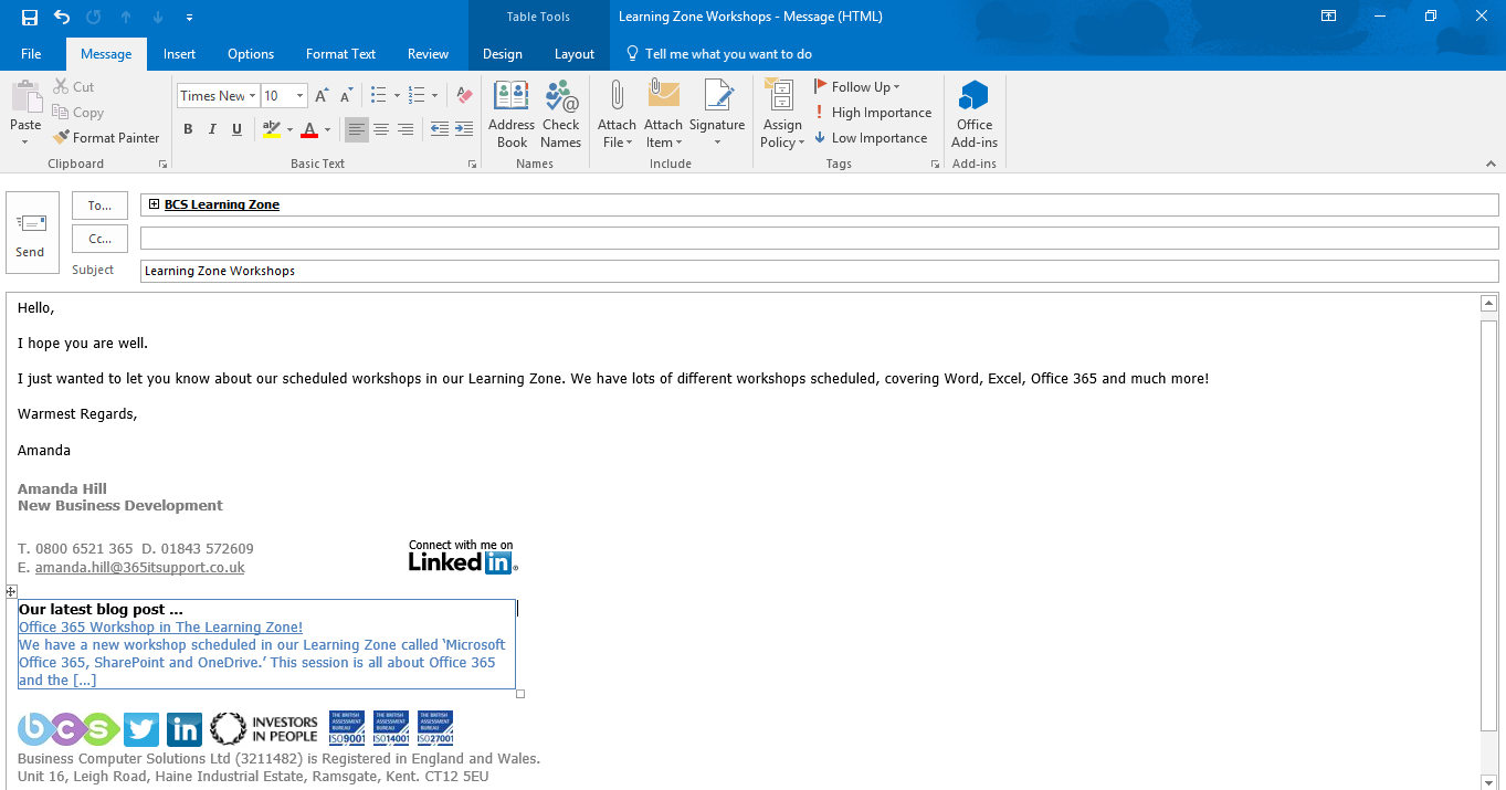 How To Hyperlink Text In Microsoft Office 365 Outlook Business 